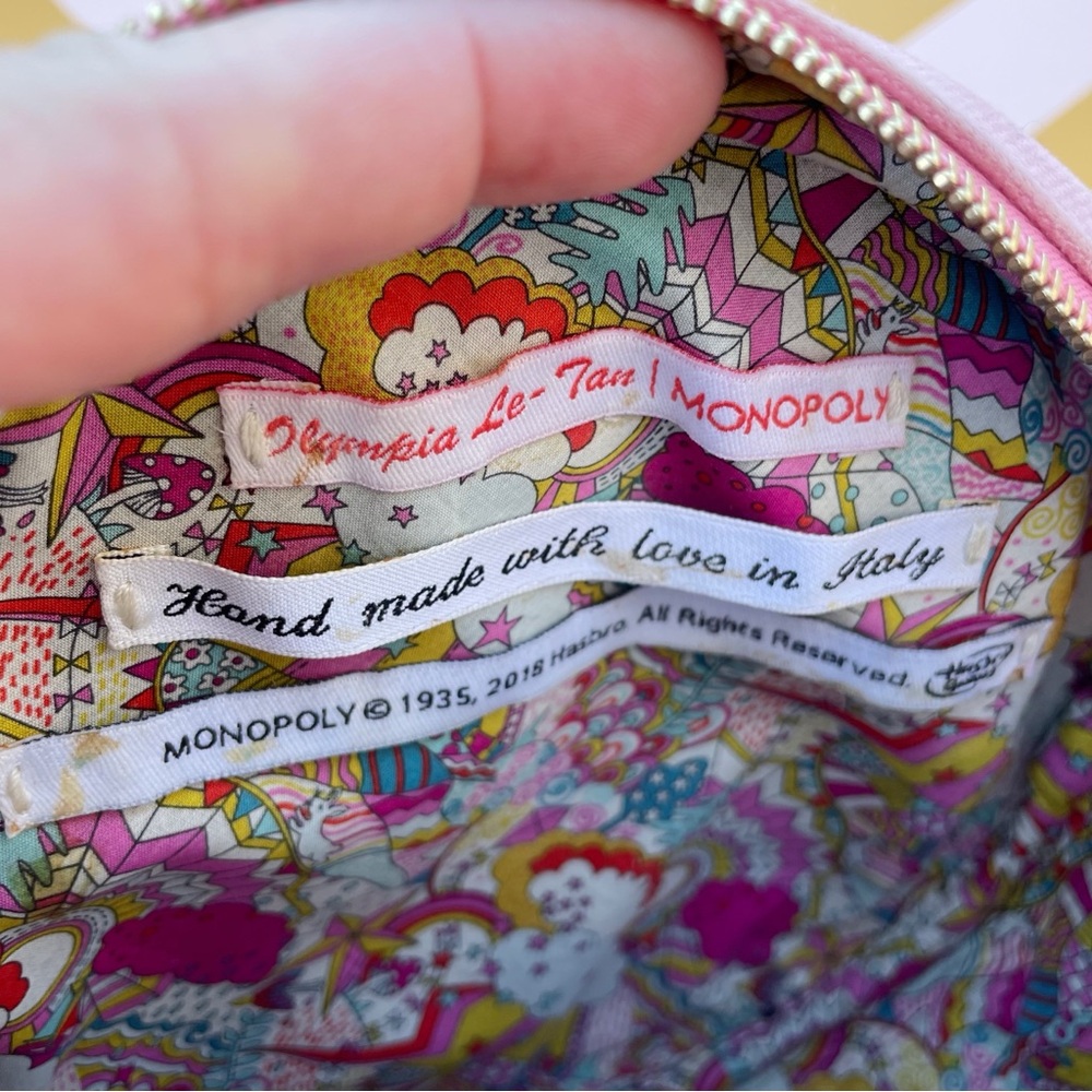 Olympia Le-Tan Monopoly Community Chest bank error dizzie shoulder bag in pink - Picture 12 of 16